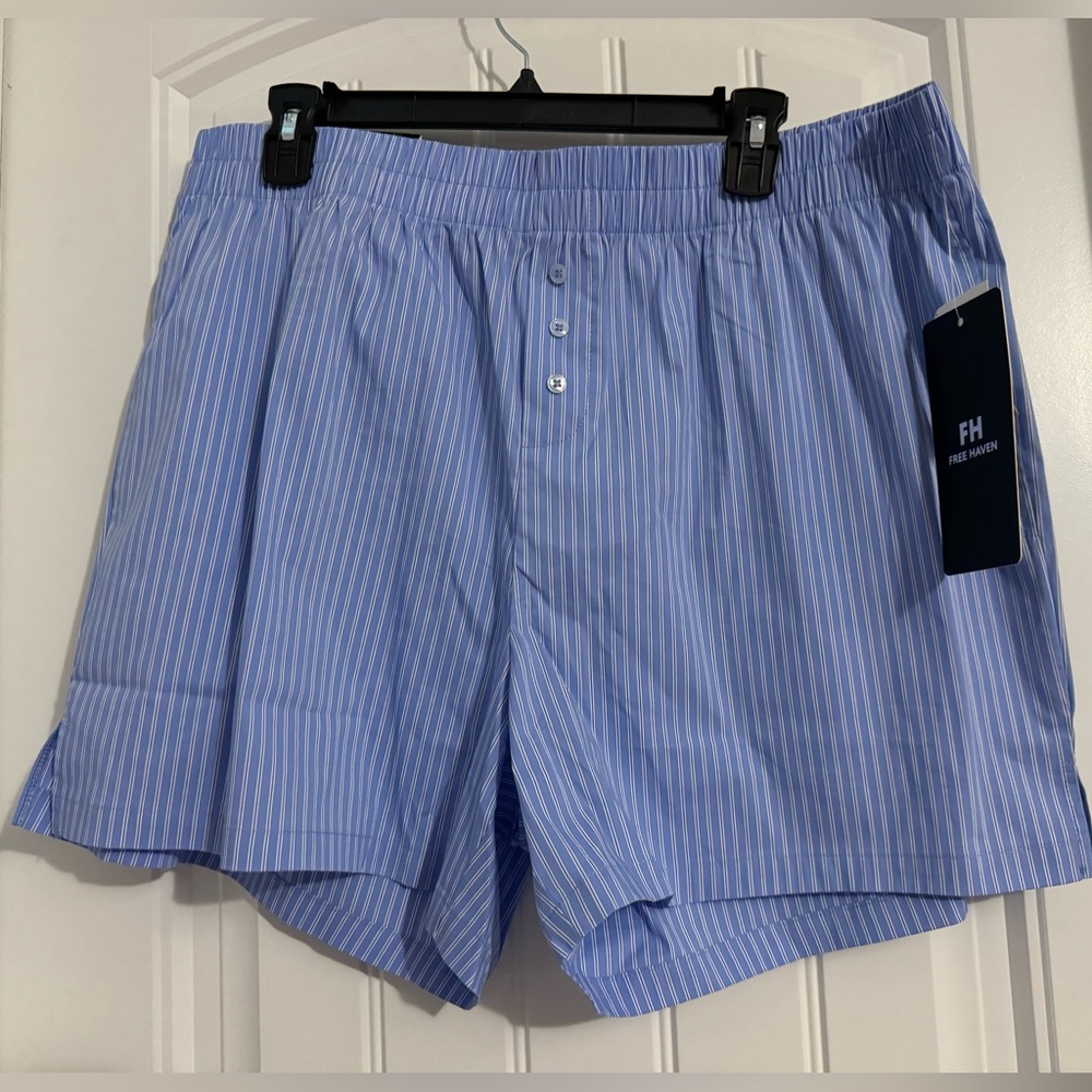Cute Free Haven size 3XL blue white striped boxer shorts plus NWT